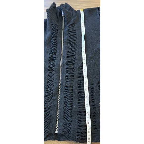 Firetrap Y2K 100% Wool Zip Full Zip Sweater Womens M Distressed Knit Grunge Goth - Picture 6 of 10